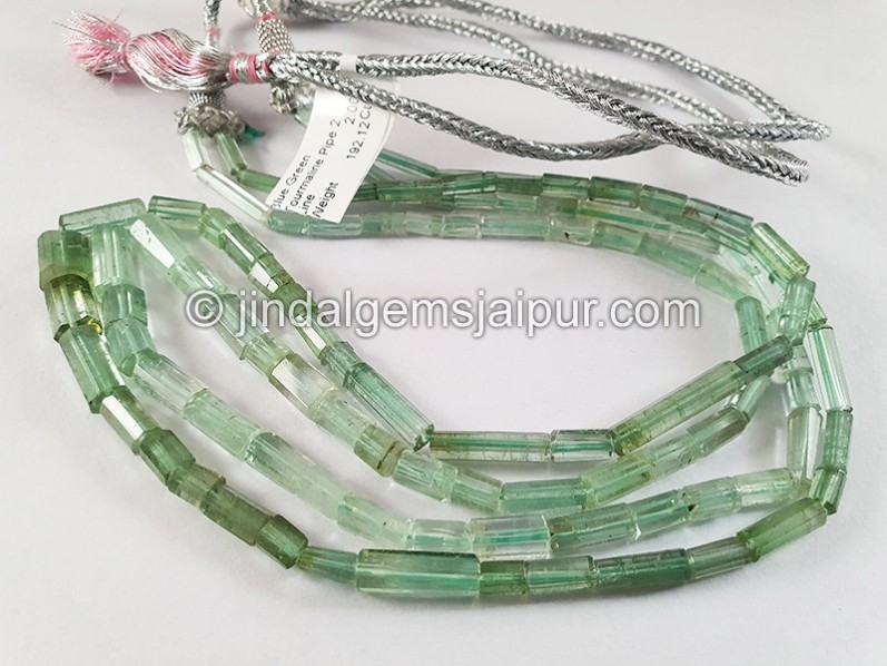 Blue Green Tourmaline Pipe Shape Beads