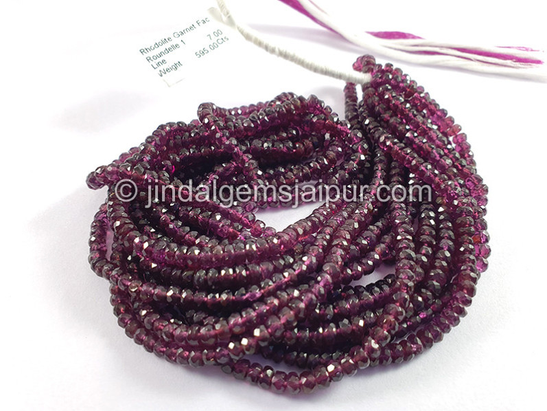 Rhodolite Garnet Faceted Roundelle Shape Beads