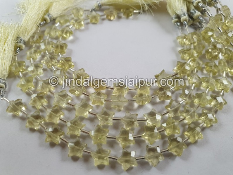 Lemon Quartz Faceted Star Beads