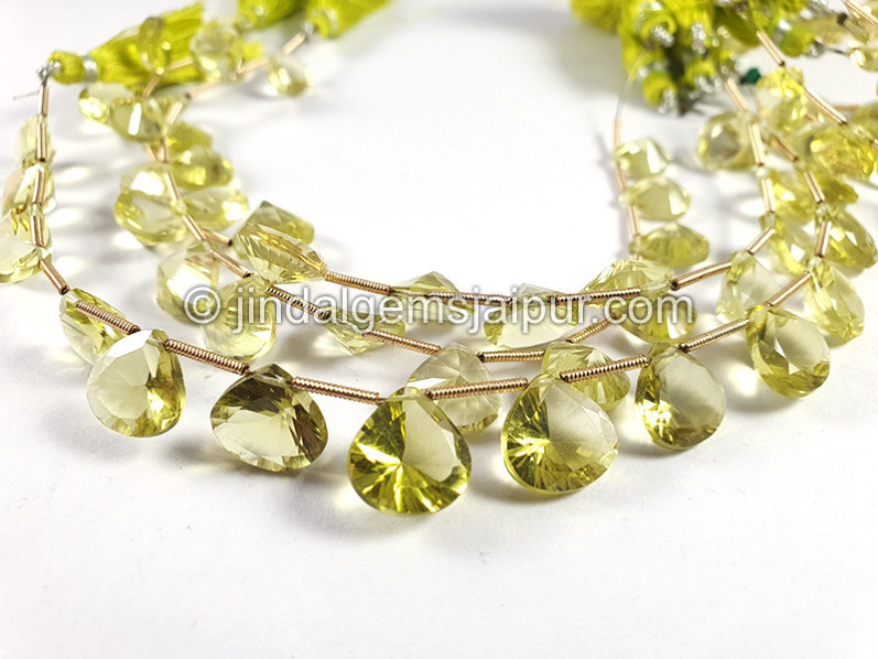 Lemon Quartz Concave Cut Heart Shape Beads