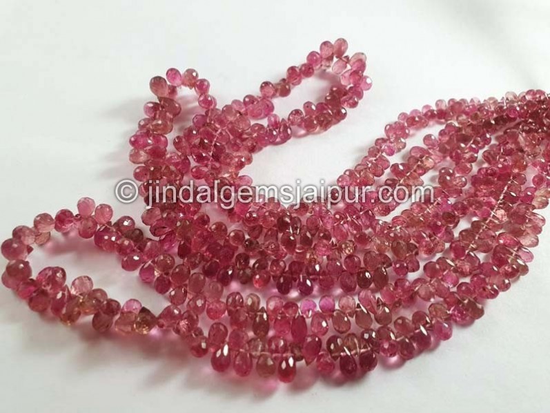 Deep Pink Tourmaline Faceted Drops Beads