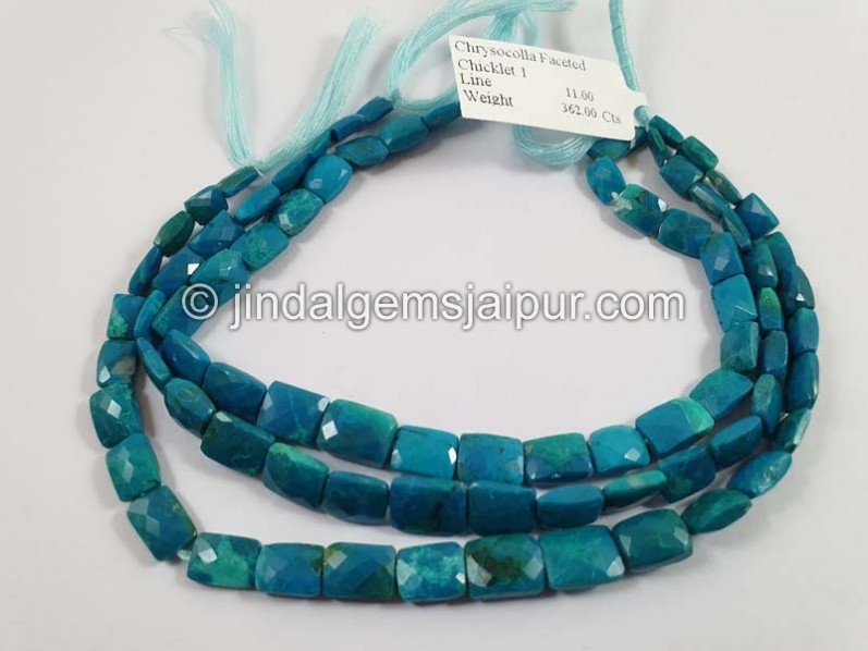Deep Blue Chrysocolla Far Faceted Chicklet Beads