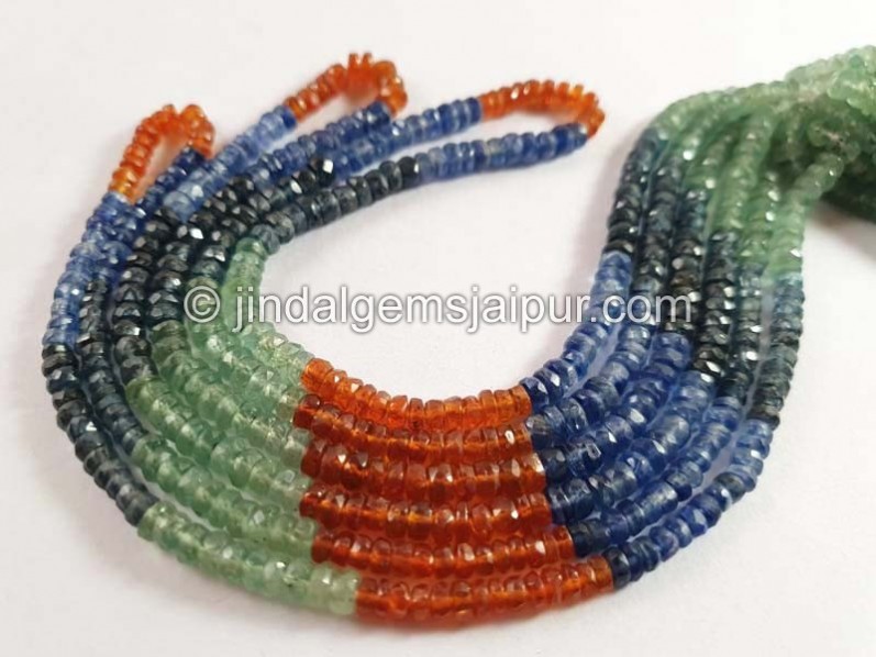 Multi Kyanite Faceted Roundelle Shape Beads