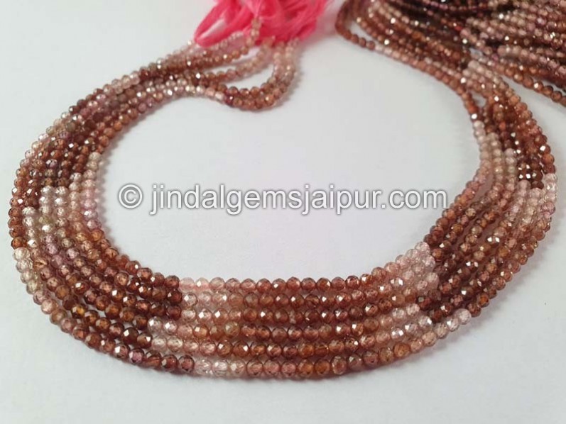 Natural Pink Zircon Shaded Faceted Round Beads