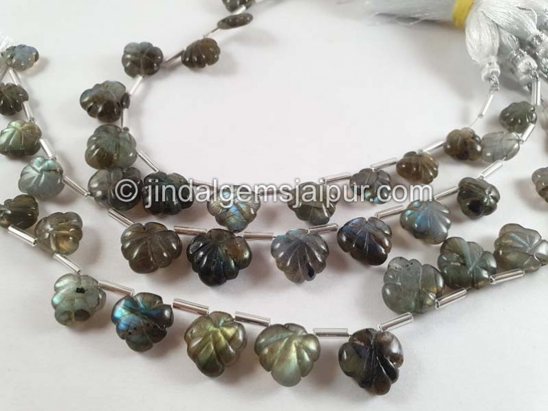 Labradorite Carved Maple Leaf Beads