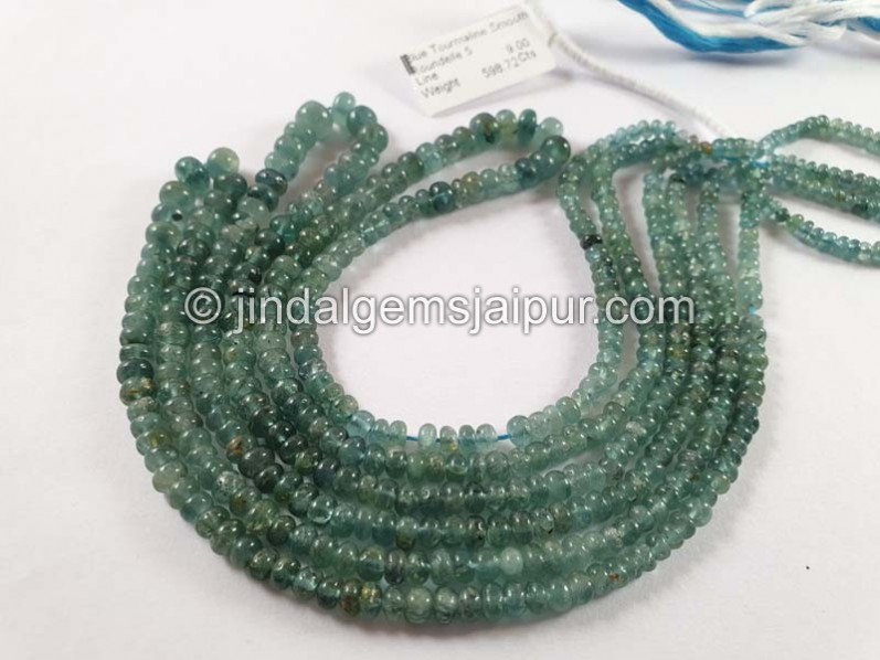 Blue Tourmaline Smooth Roundelle Beads