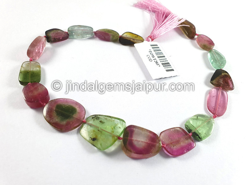 Watermelon Tourmaline Smooth Slices Beads