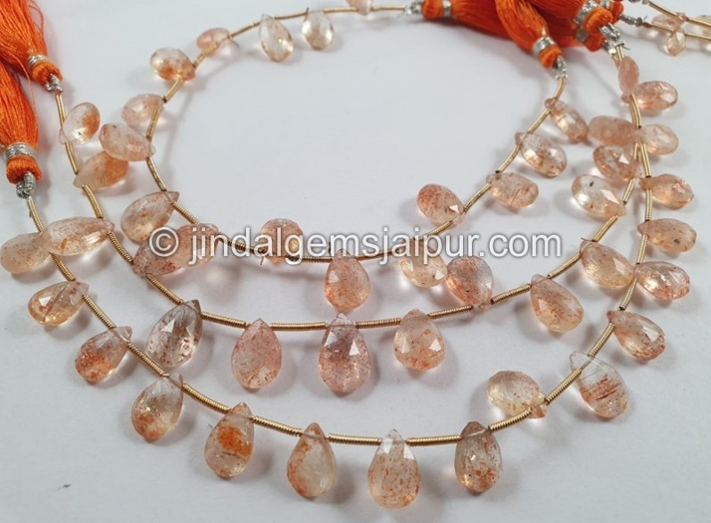 Sunstone Faceted Pear Beads