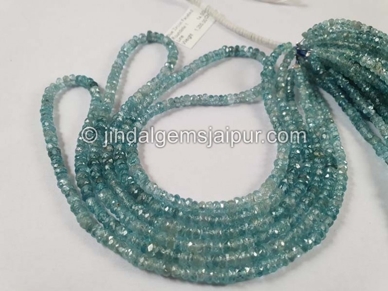 Blue Zircon Faceted Roundelle Shape Beads