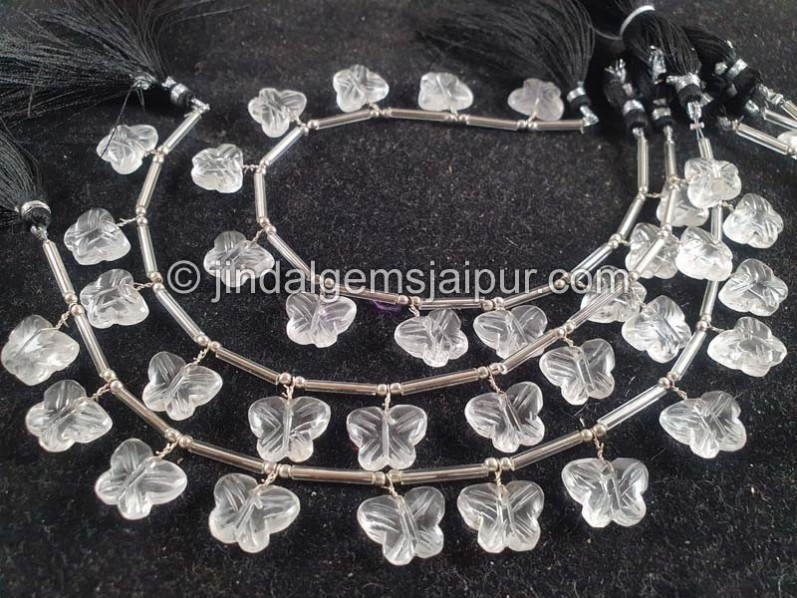 Crystal Quartz Carved Butterfly Beads