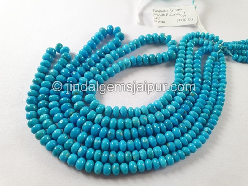 Turquoise Arizona Smooth Roundelle Beads
