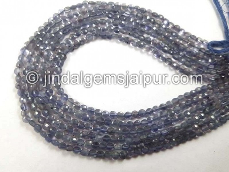 Iolite Faceted Coin Shape Beads