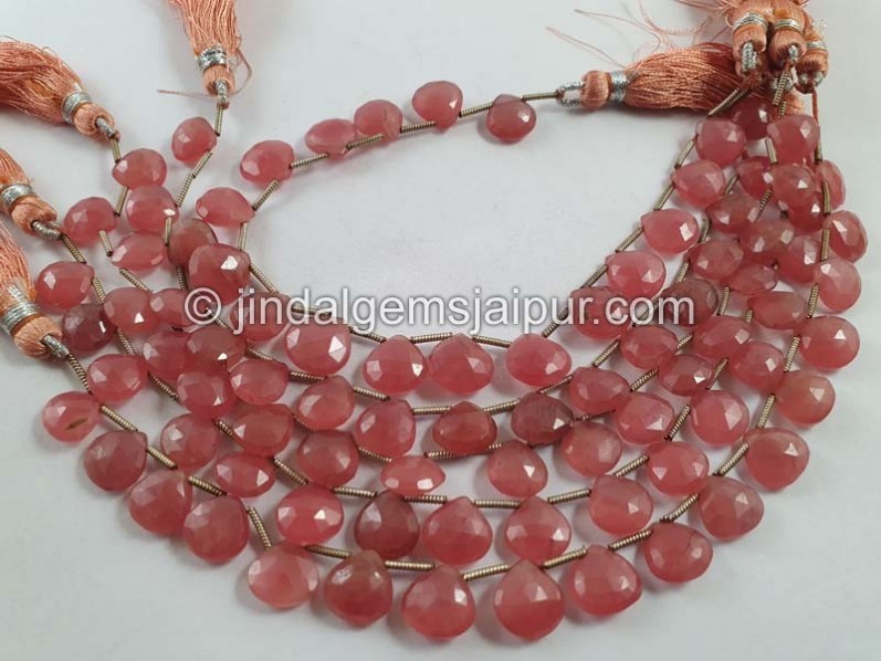 Rhodochrosite Far Faceted Heart Beads