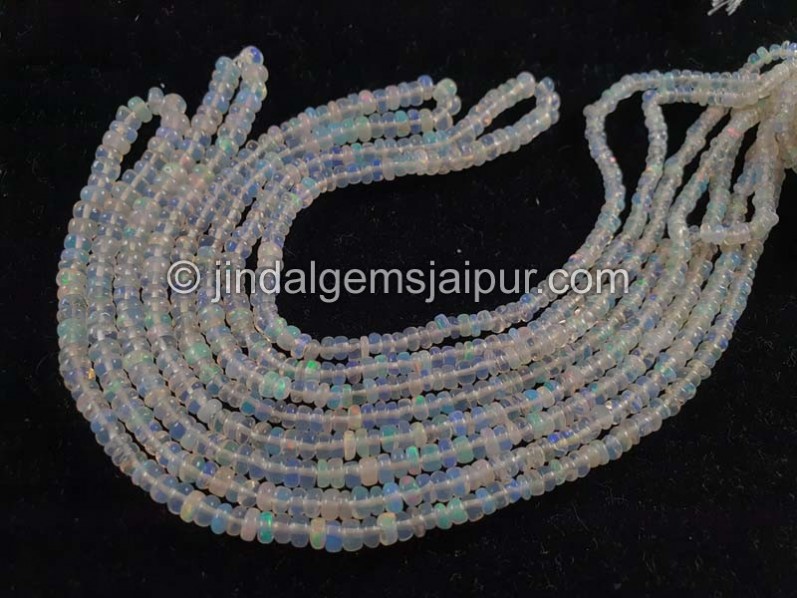 White Ethiopian Opal Smooth Roundelle Beads