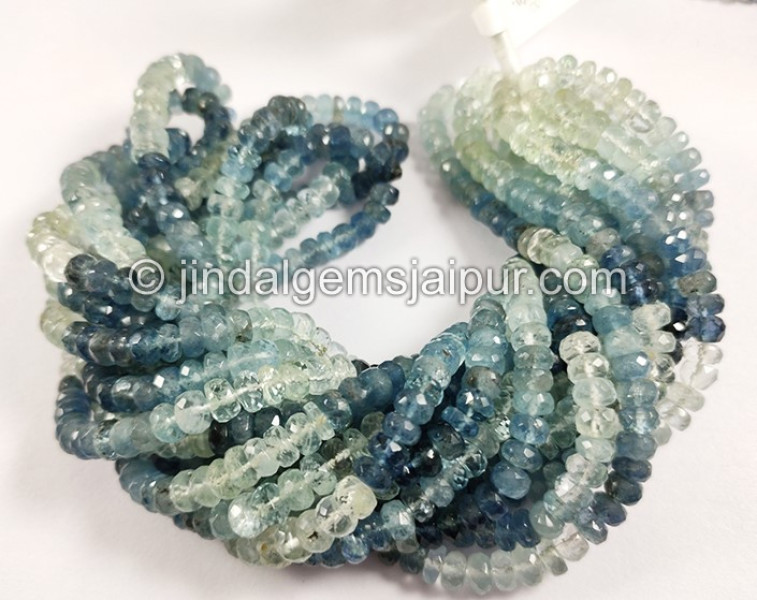 Santa Maria Aquamarine Shaded Faceted Roundelle Shape Big Beads