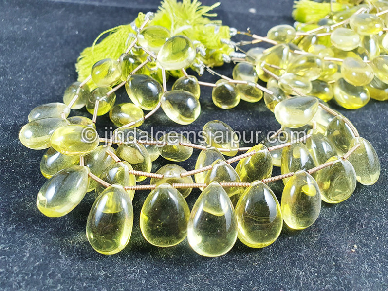 Lemon Quartz Smooth Pear Shape Beads