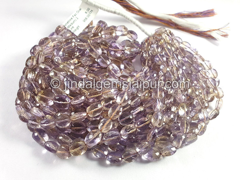 Ametrine Faceted Oval Shape Beads