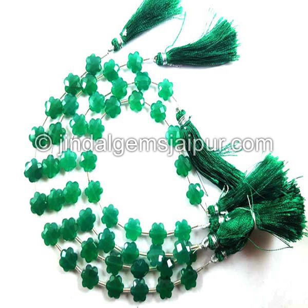 Green Onyx Faceted Flower Beads