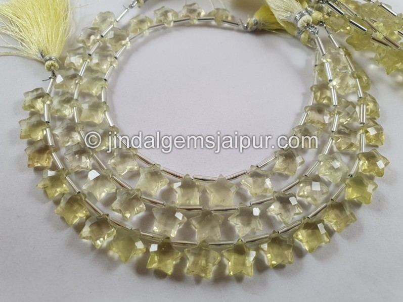 Lemon Quartz Faceted Star Beads