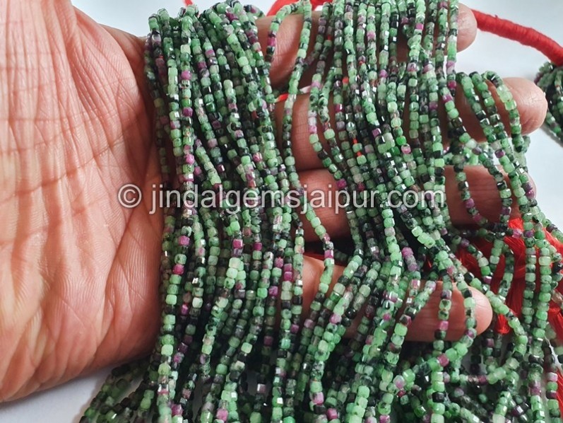 Ruby Zoisite Cut Cube Beads