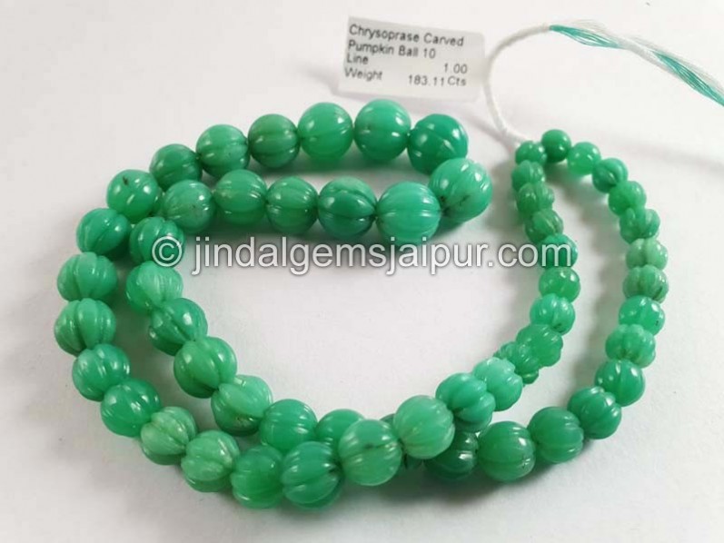 Chrysoprase Carved Pumpkin Balls Beads