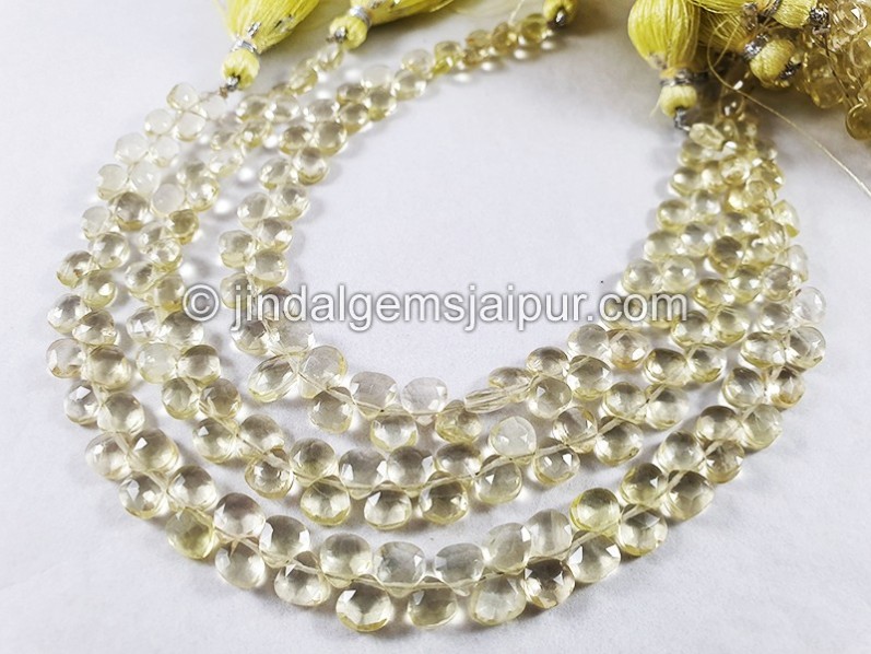 Lemon Quartz Faceted Heart Shape Beads