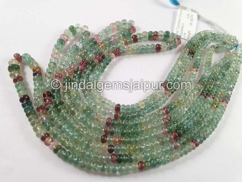 Blue Tourmaline Shaded Smooth Roundelle Beads