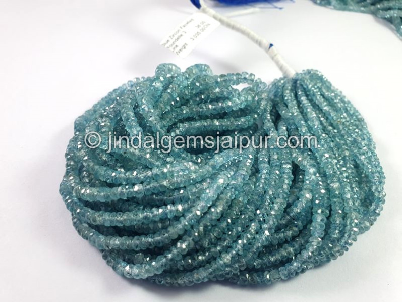 Blue Zircon Faceted Roundelle Shape Beads