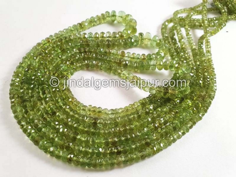 Deep Green Tourmaline Faceted Roundelle Beads