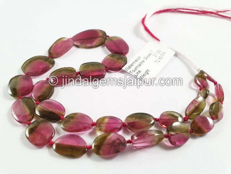 Watermelon Tourmaline Smooth Slices Beads