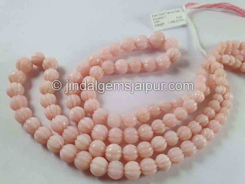 Pink Opal Carving Ball Beads