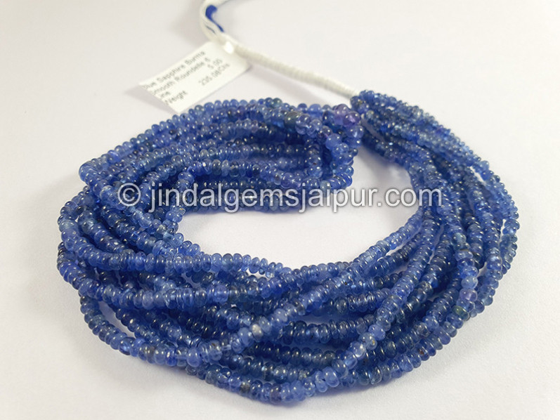 Blue Sapphire Burma Smooth Roundelle Shape Beads