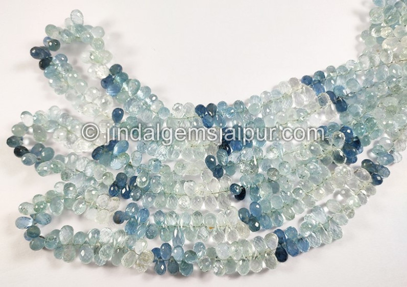 Santa Maria Aquamarine Shaded Faceted Drops Shape Beads