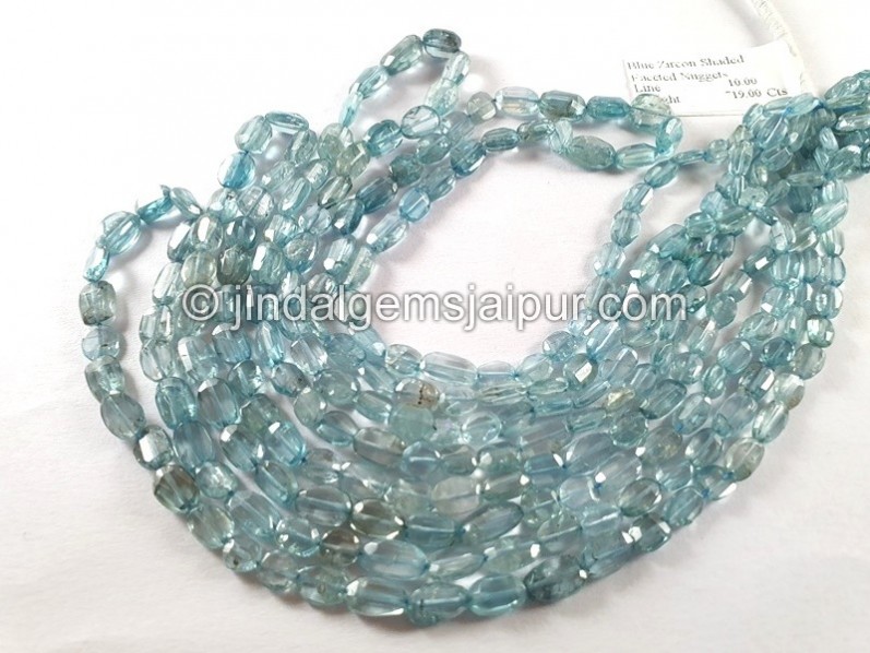 Blue Zircon Shaded Faceted Nuggets Beads