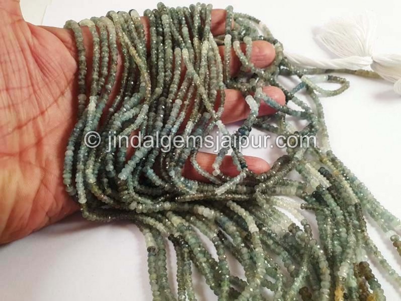 Moss Aquamarine Faceted Roundelle Shape Beads