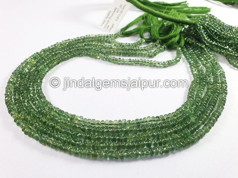 Green Apatite Smooth Roundelle Shape Big Beads