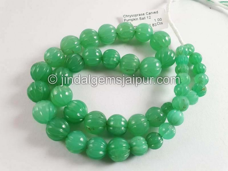 Chrysoprase Carved Pumpkin Balls Beads