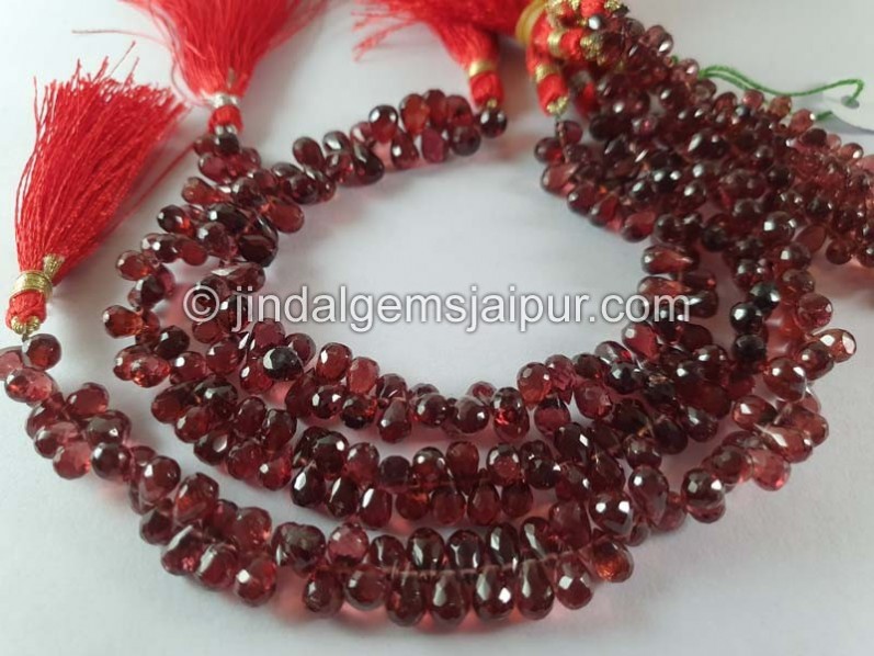 Garnet Faceted Drops Beads