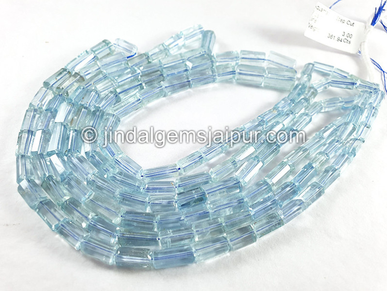 Aquamarine Step Cut Pipe Shape Beads