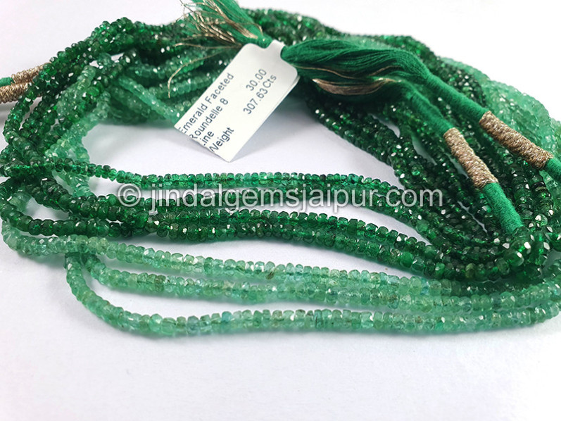 Emerald Faceted Roundelle Shape Beads