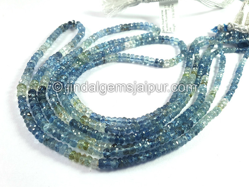 Santa Aquamarine Shaded Faceted Roundelle Shape Beads