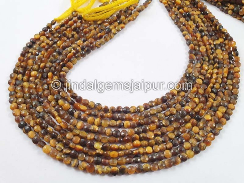 Tiger Eye Faceted Coin Beads