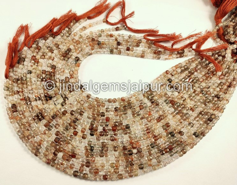 Copper Rutile Faceted Cube Shape Beads