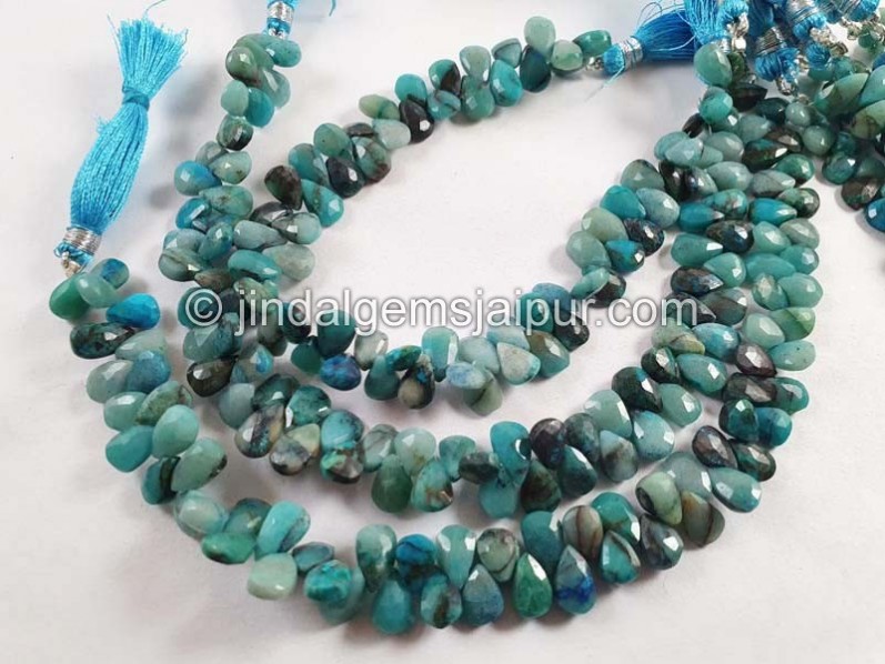 Chrysocolla Faceted Pear Beads