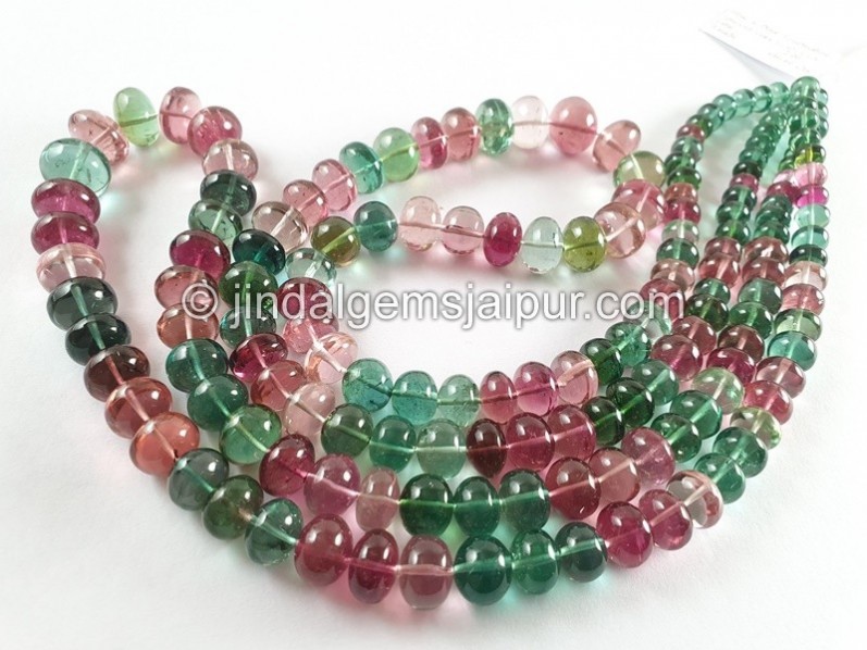 Blue & Rubellite Tourmaline Far Smooth Roundelle Beads