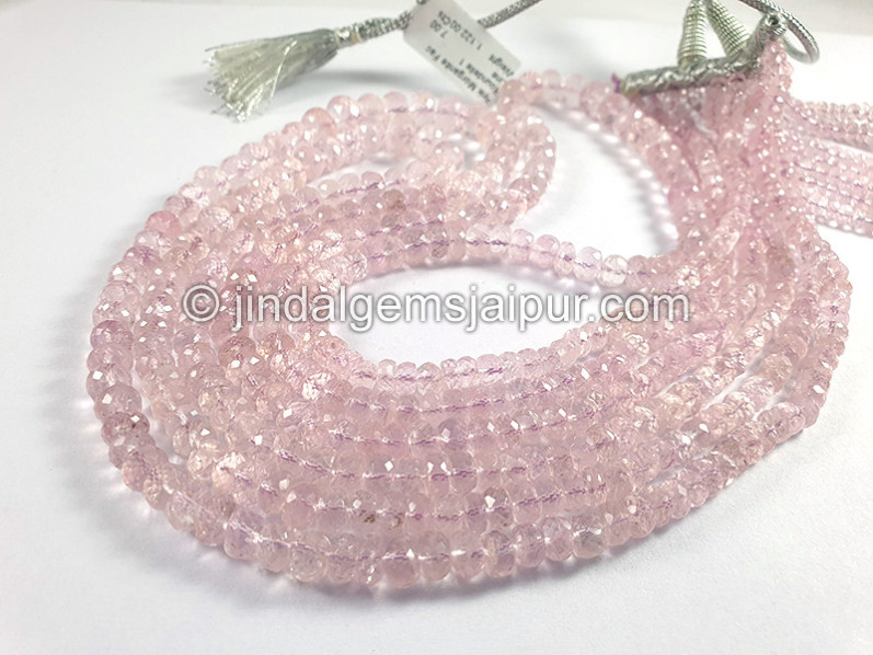 Pink Morganite Faceted Roundelle Shape Beads