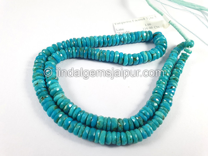 Turquoise Faceted Tyre Shape Beads