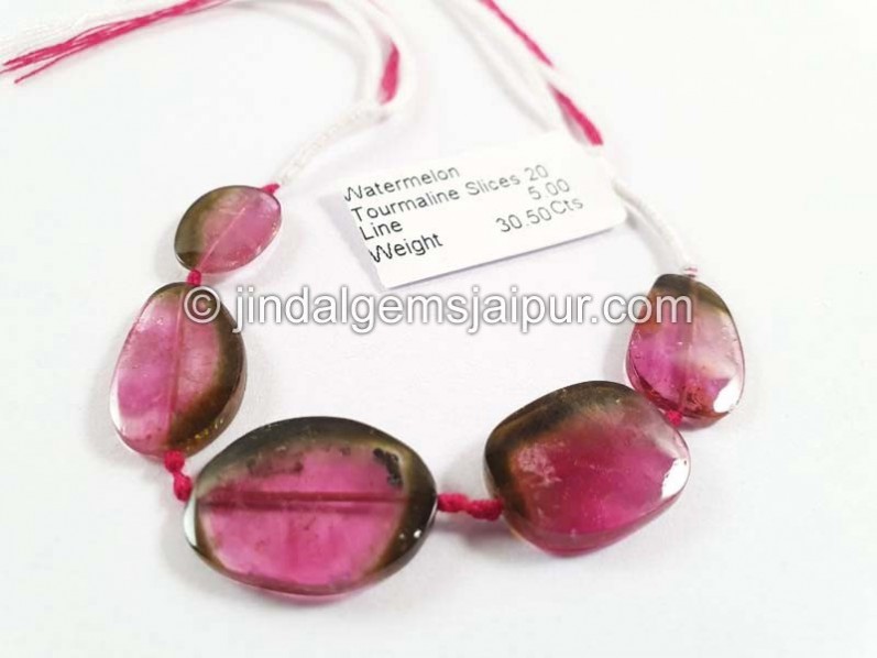 Watermelon Tourmaline Smooth Slices Beads