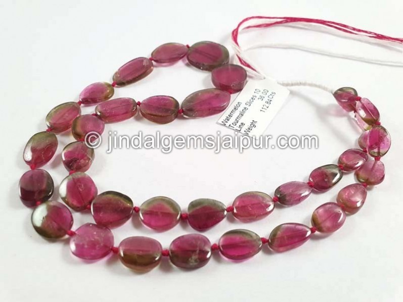 Watermelon Tourmaline Slices Beads