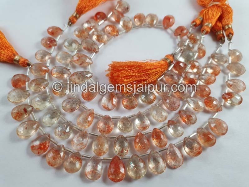 Sunstone Faceted Pear Beads